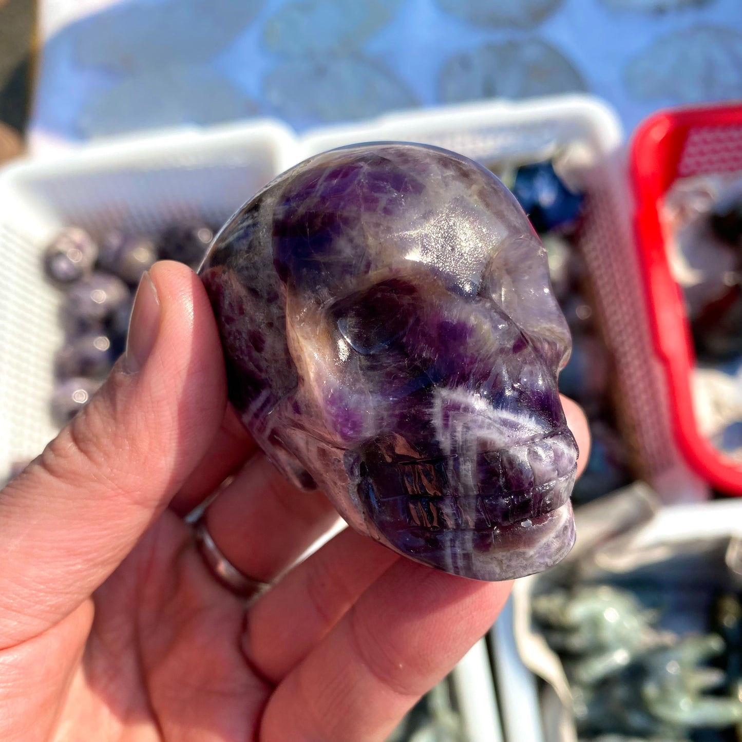 Dream Amethyst Skull Carving