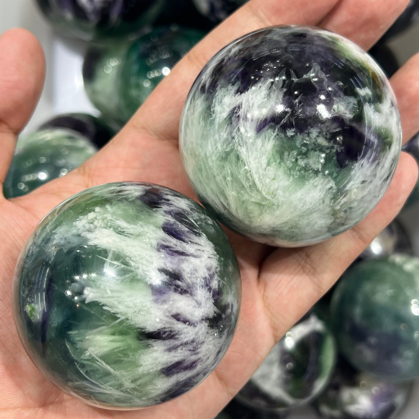 Feather Fluorite Spheres
