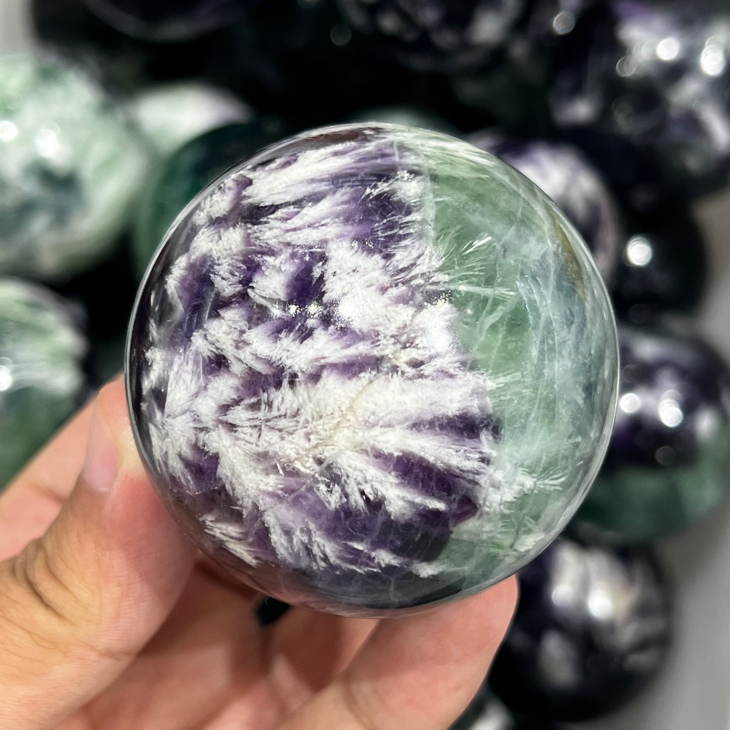 Feather Fluorite Spheres