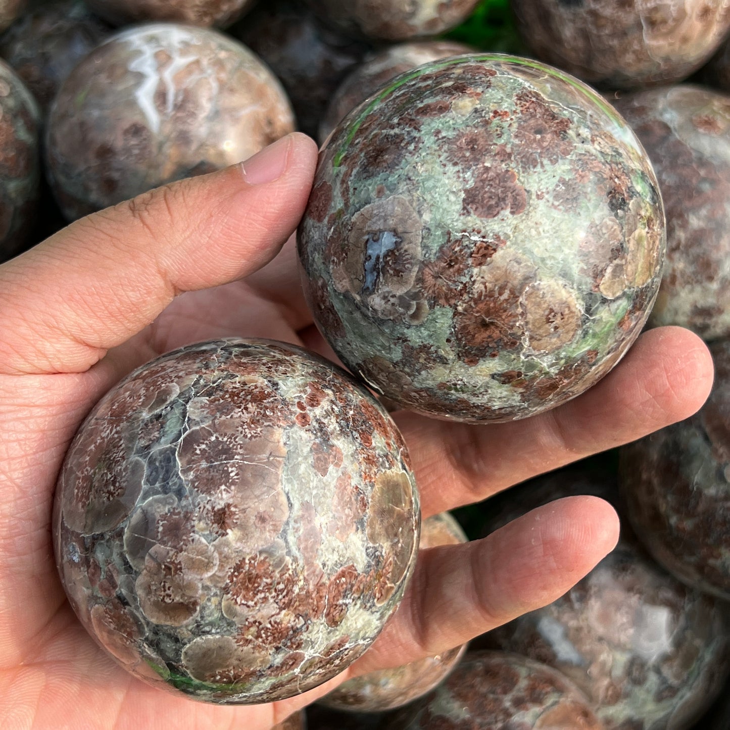 Green Sakura Agate Sphere