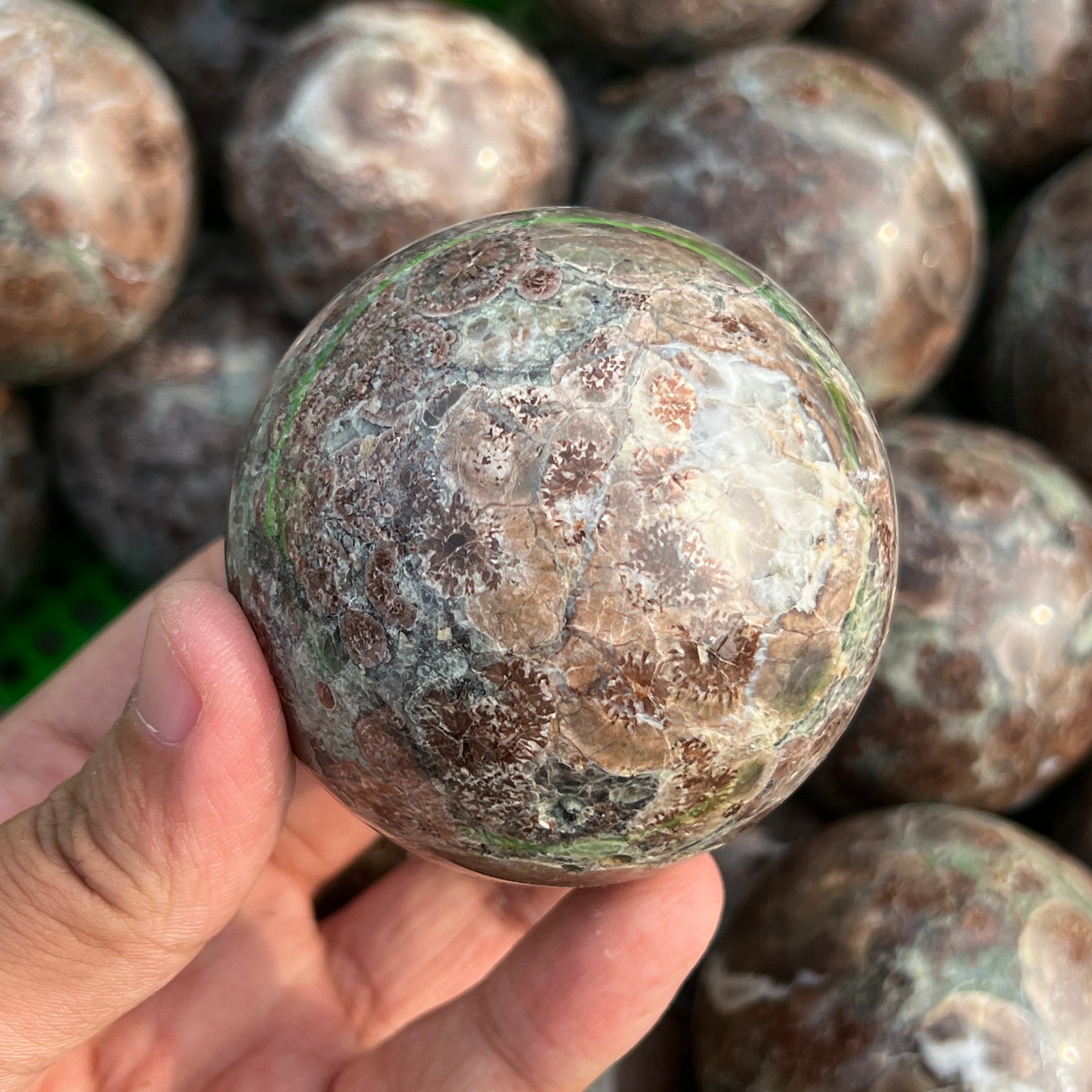 Green Sakura Agate Sphere