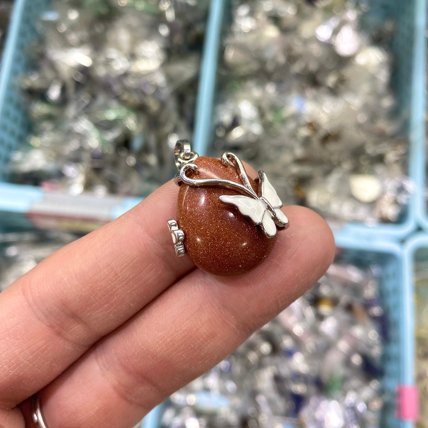 Heart Butterfly Crystal Pendant