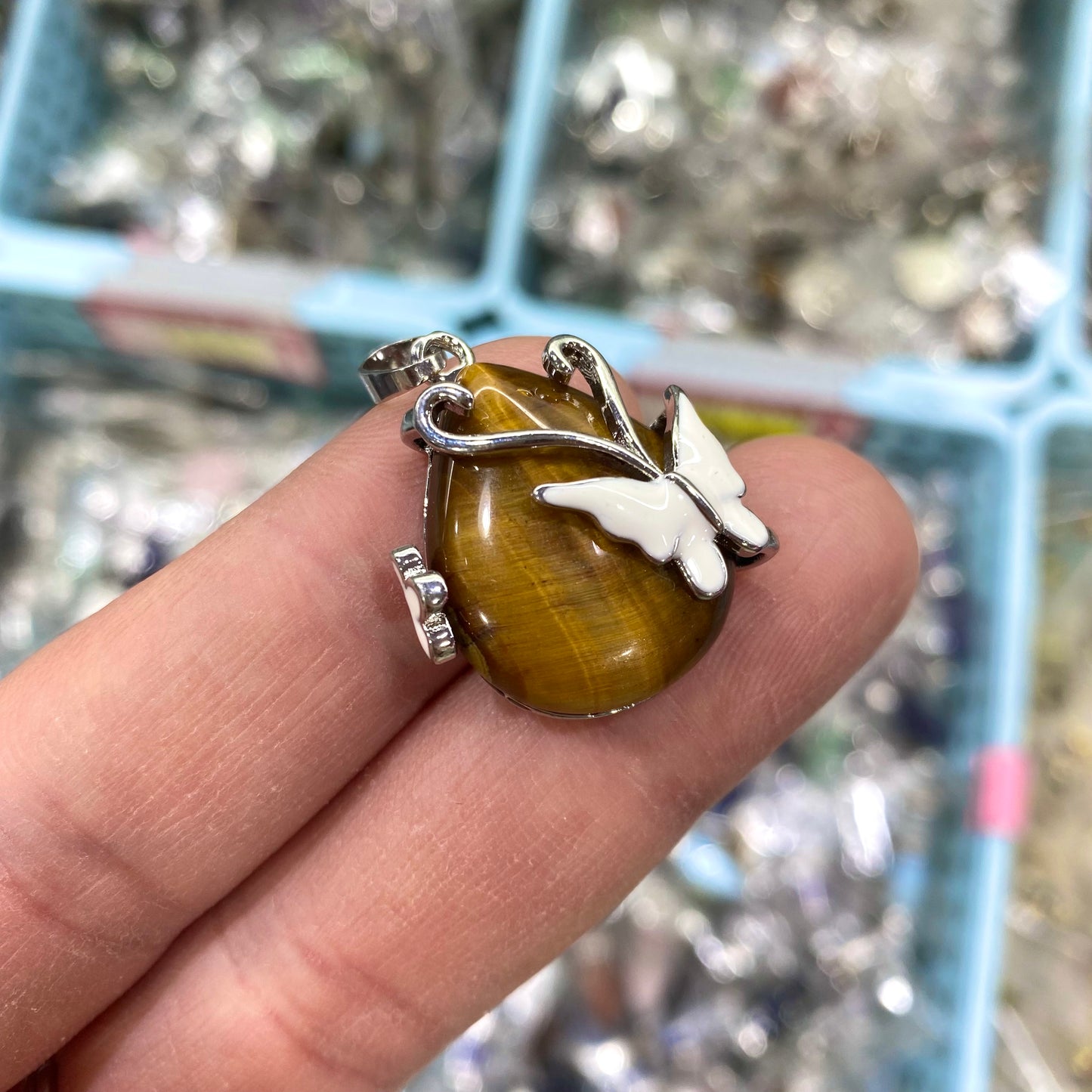Heart Butterfly Crystal Pendant