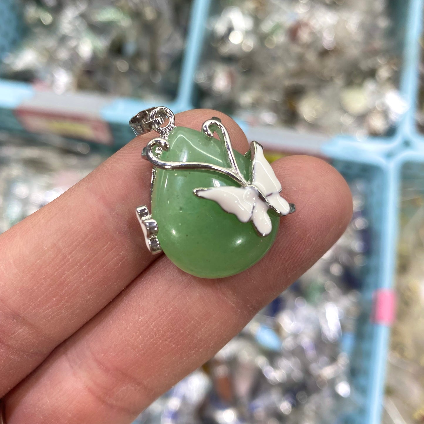Heart Butterfly Crystal Pendant