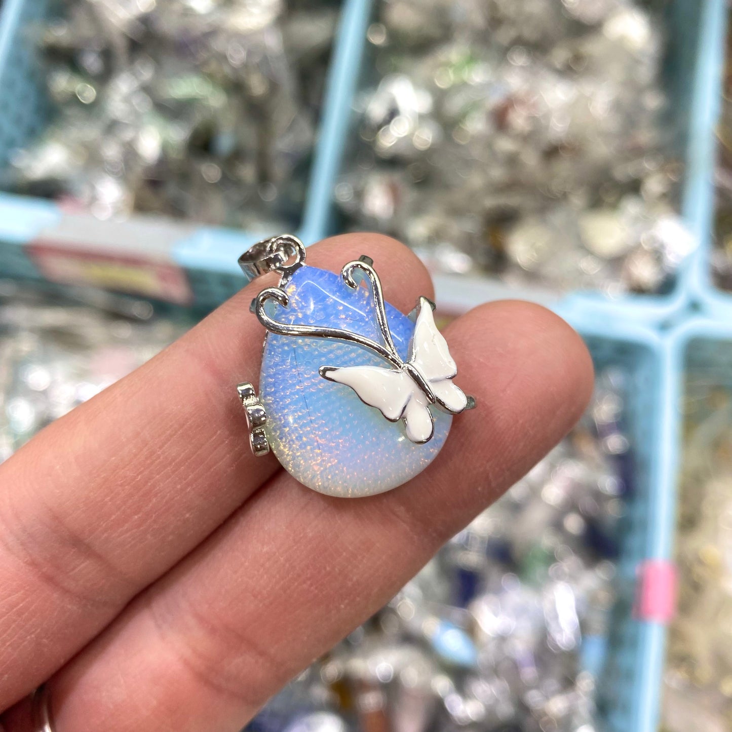 Heart Butterfly Crystal Pendant