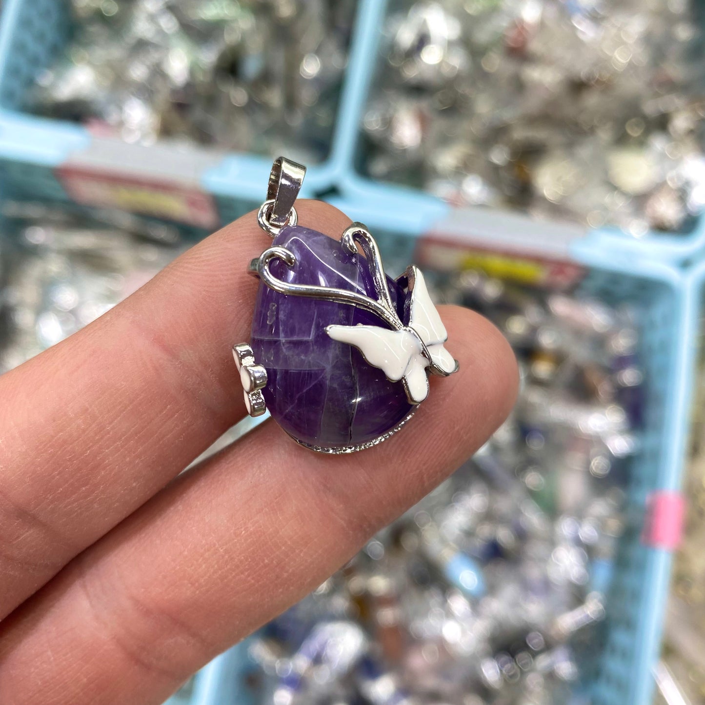 Heart Butterfly Crystal Pendant