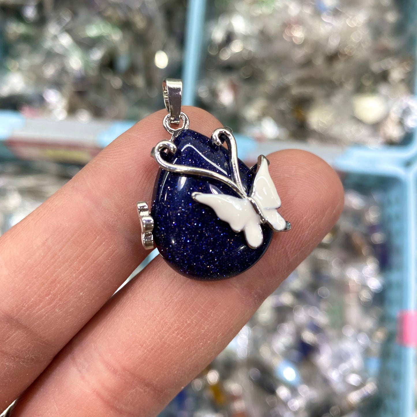 Heart Butterfly Crystal Pendant