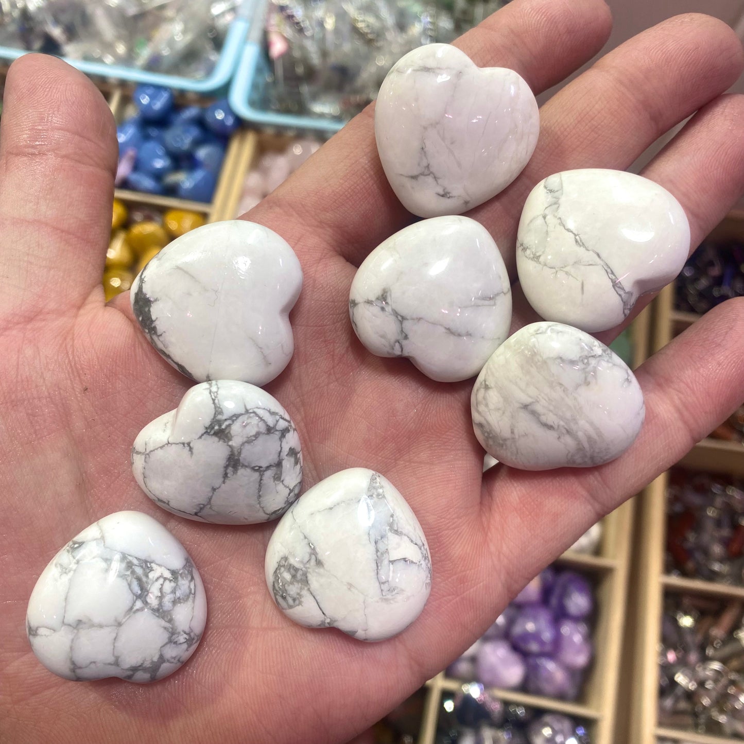 Howlite Heart Carving