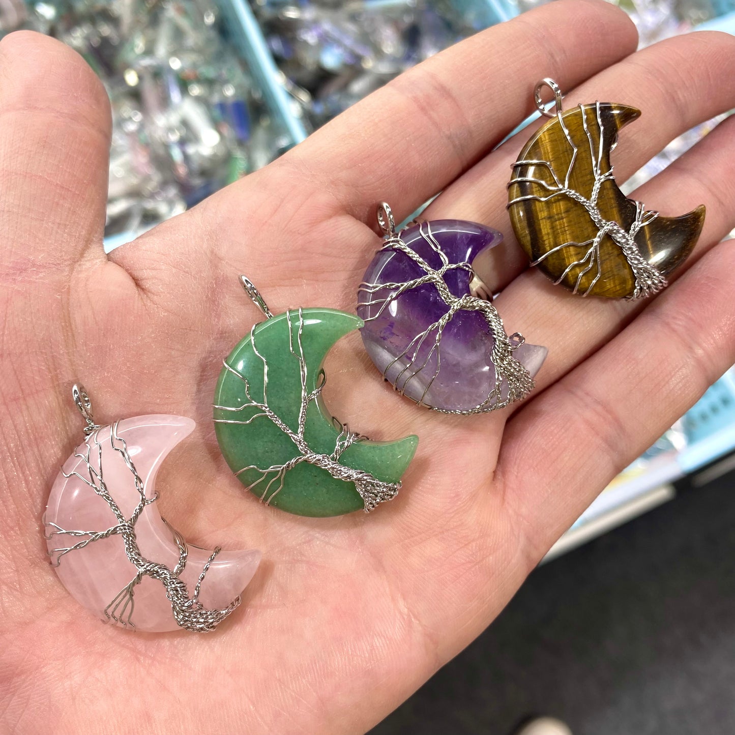 Moon Tree of Life Crystal Pendant