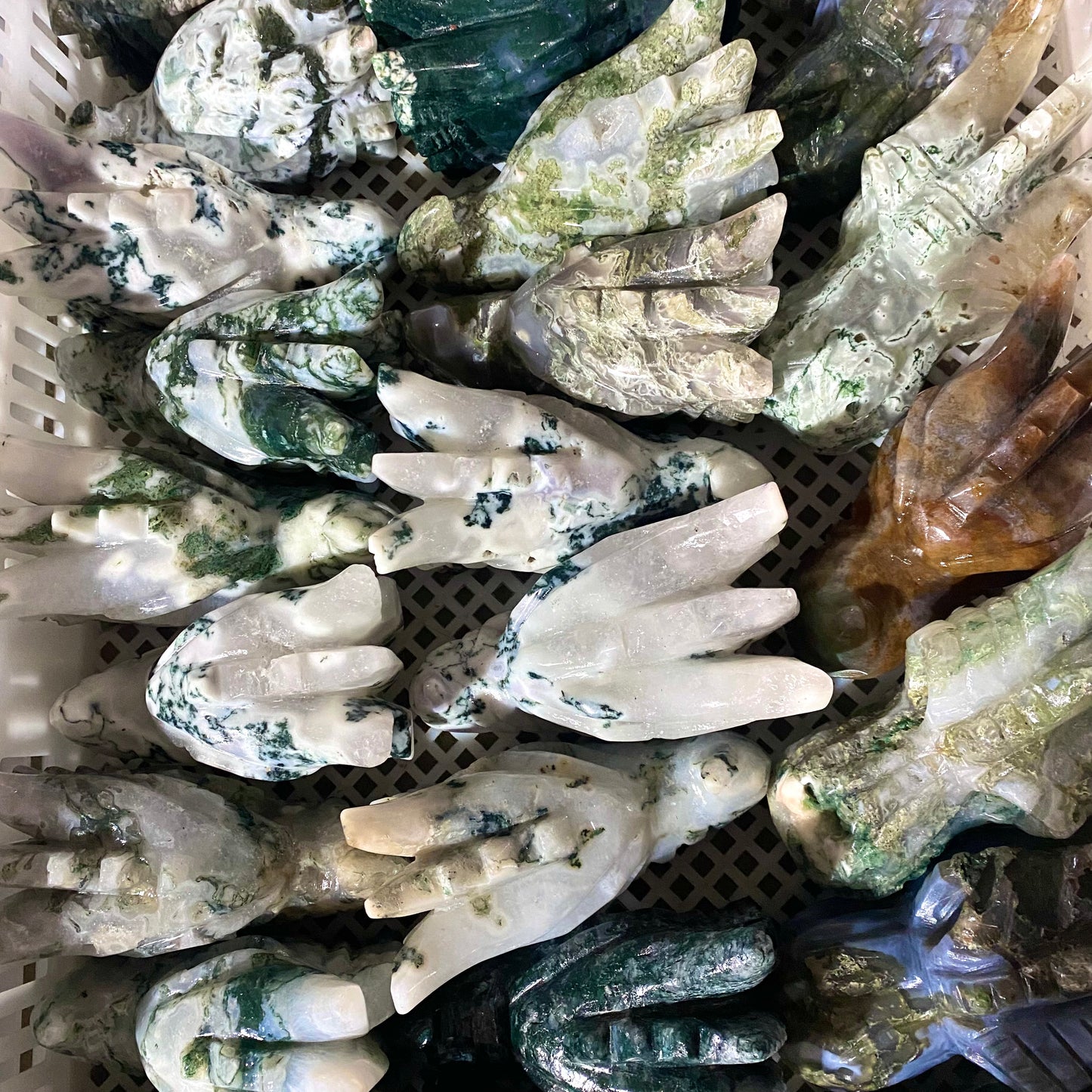 Moss Agate Dragon Head Engraving