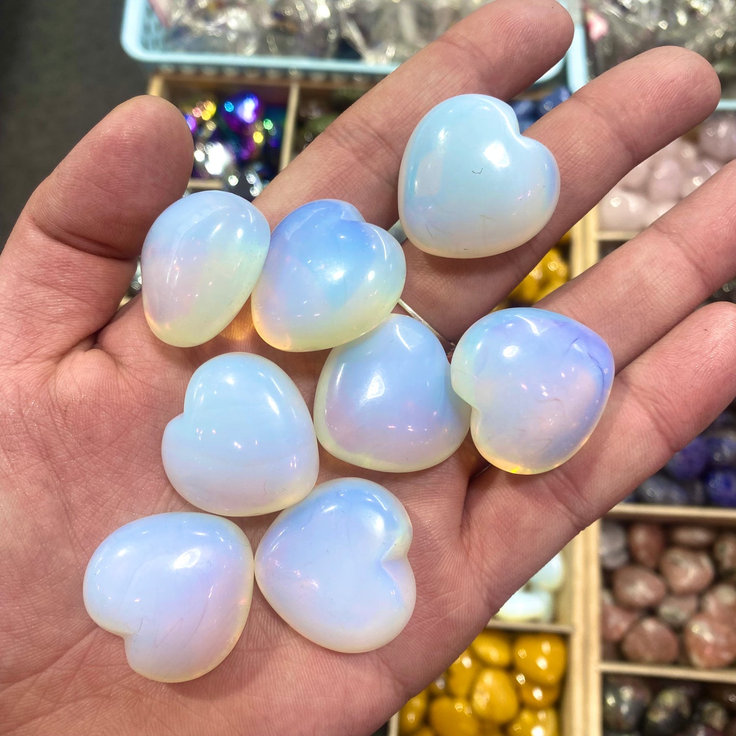 Opalite Heart Carving