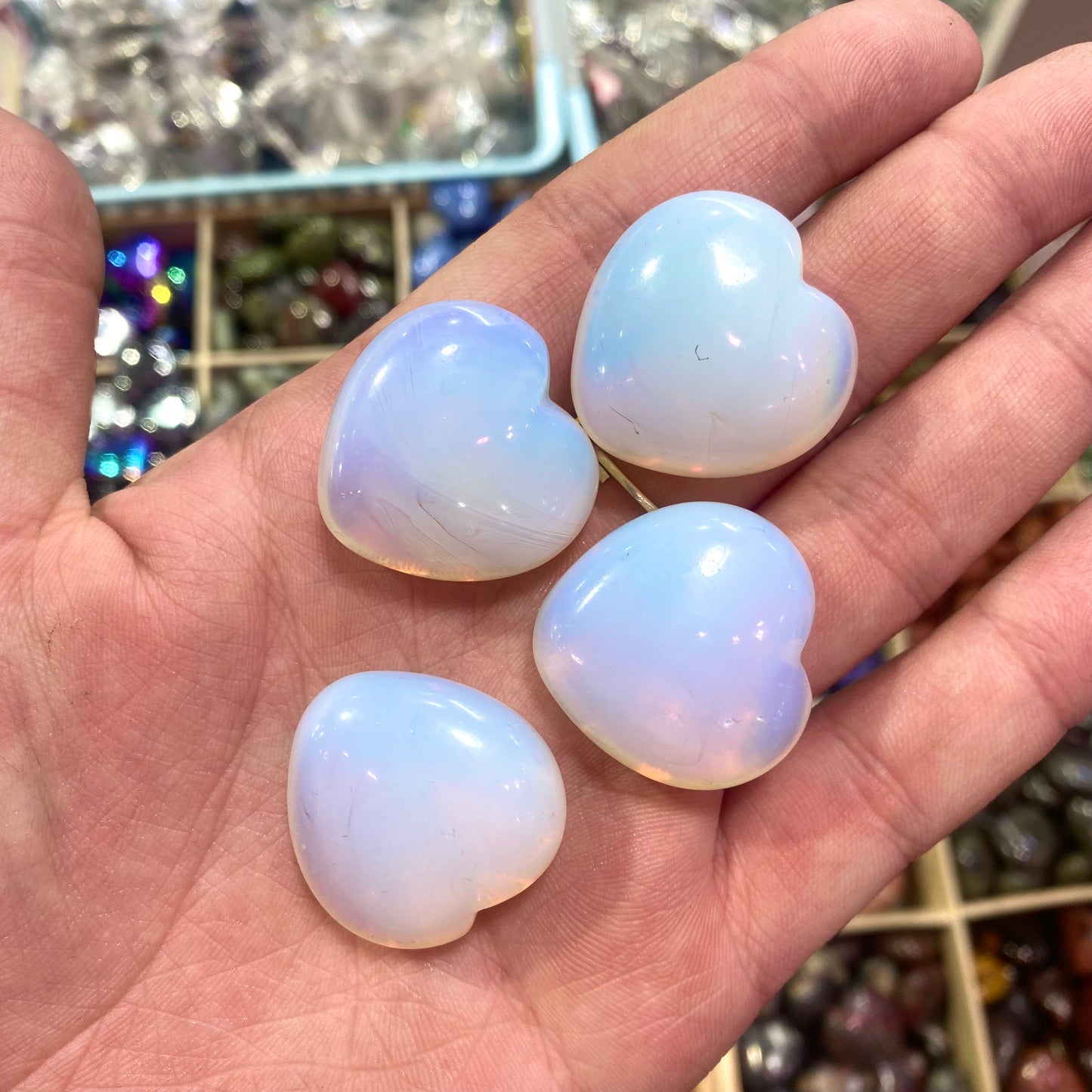 Opalite Heart Carving