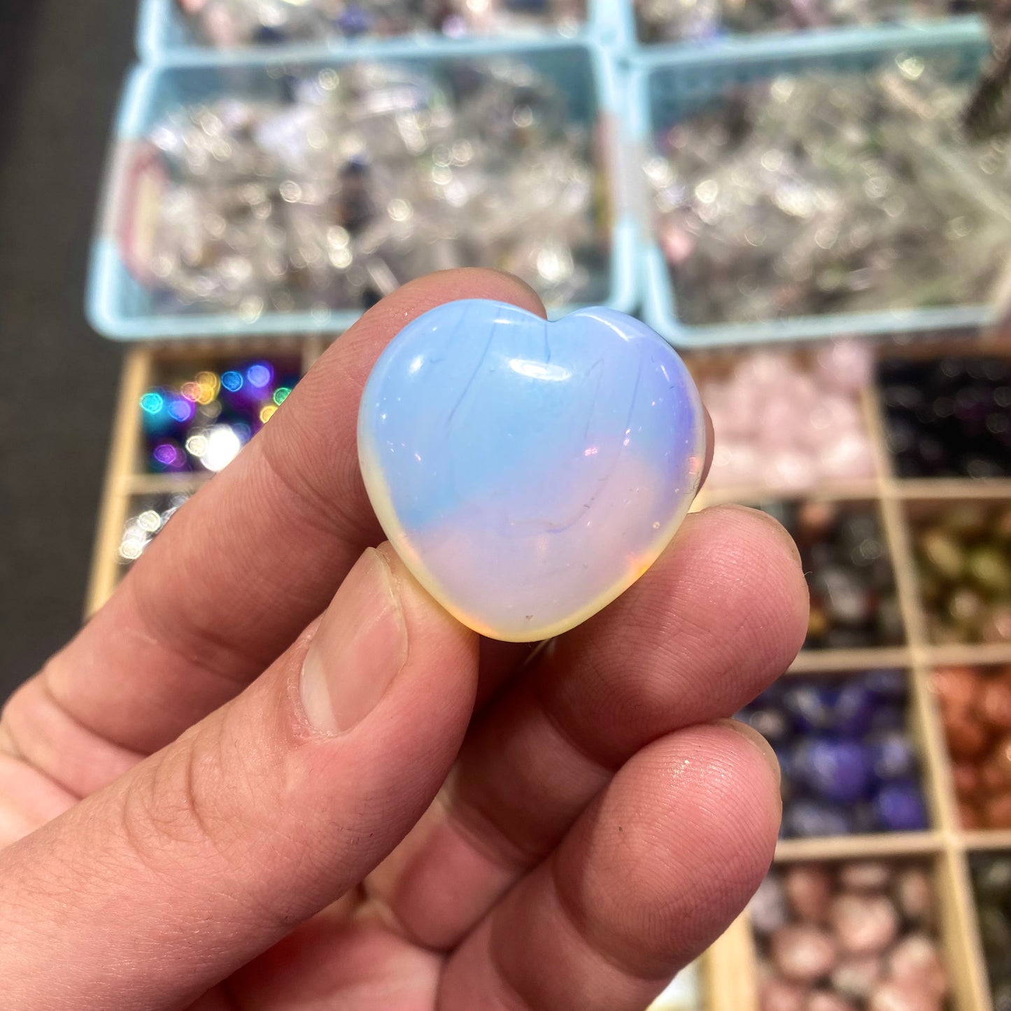 Opalite Heart Carving