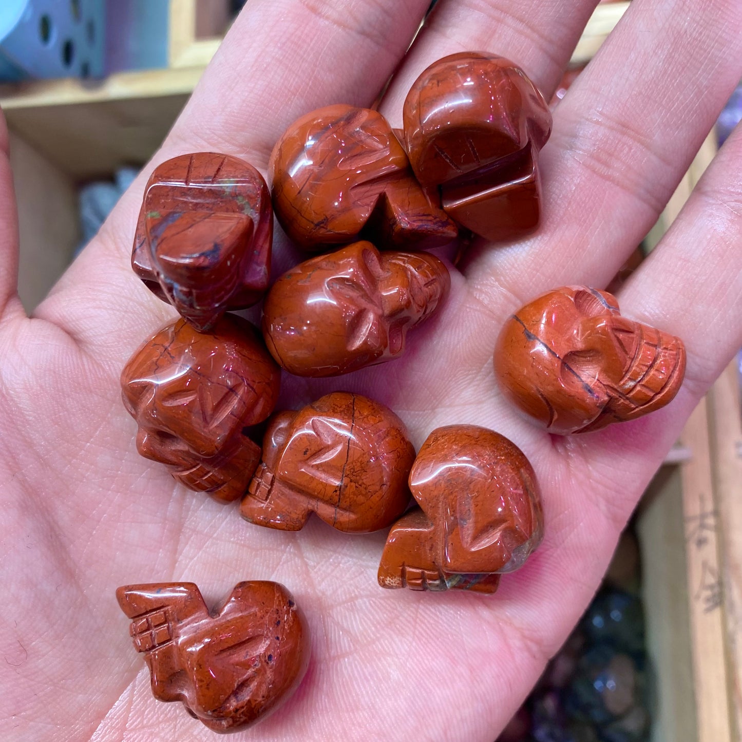 Red Jasper Skull Carving
