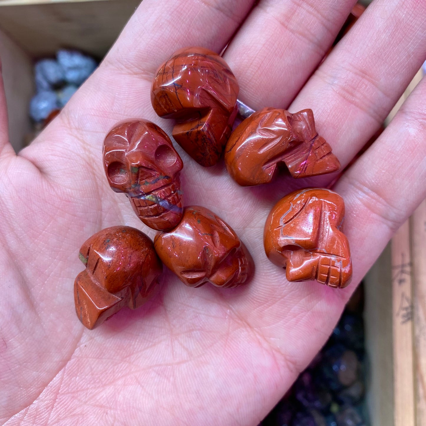 Red Jasper Skull Carving
