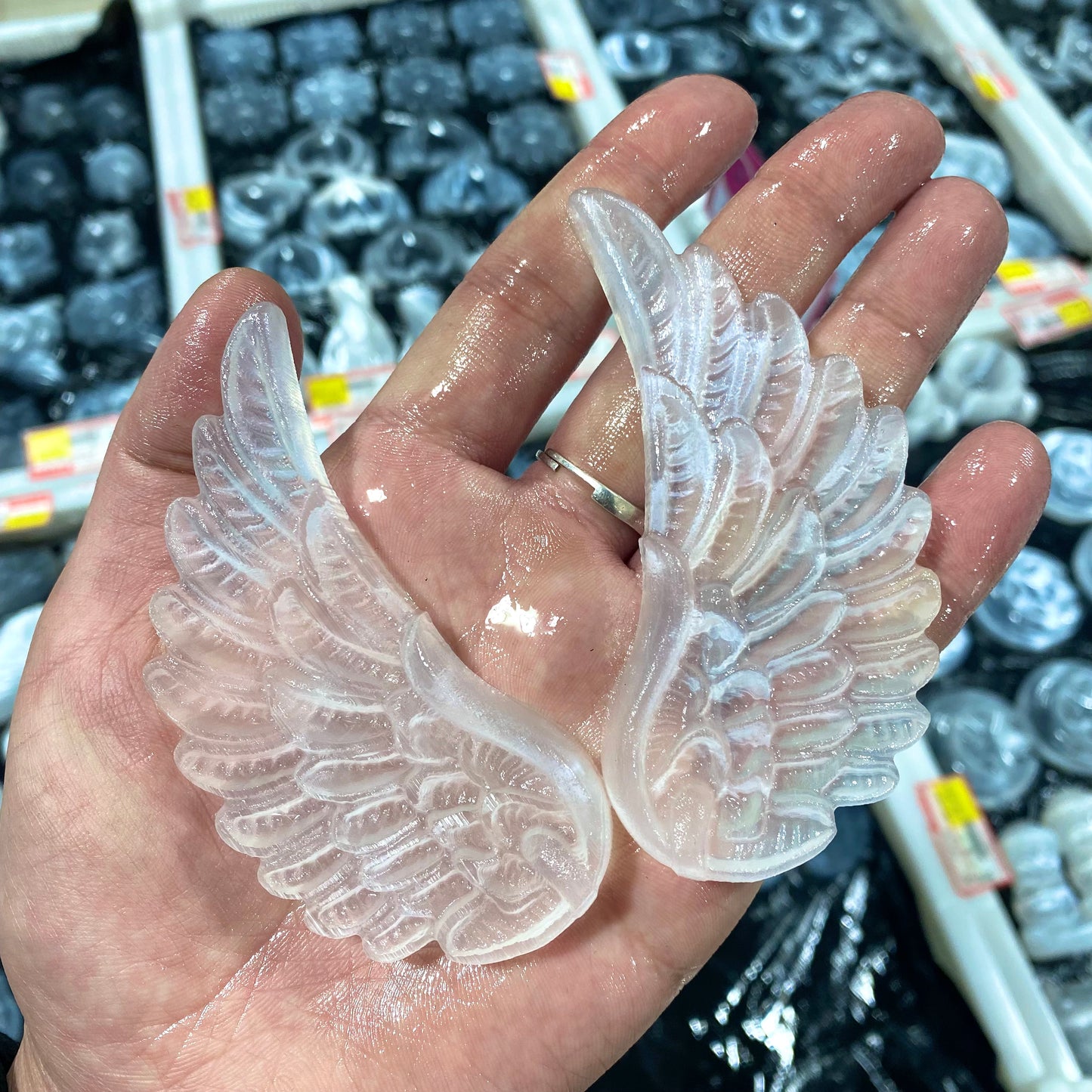 Selenite Wing Carving