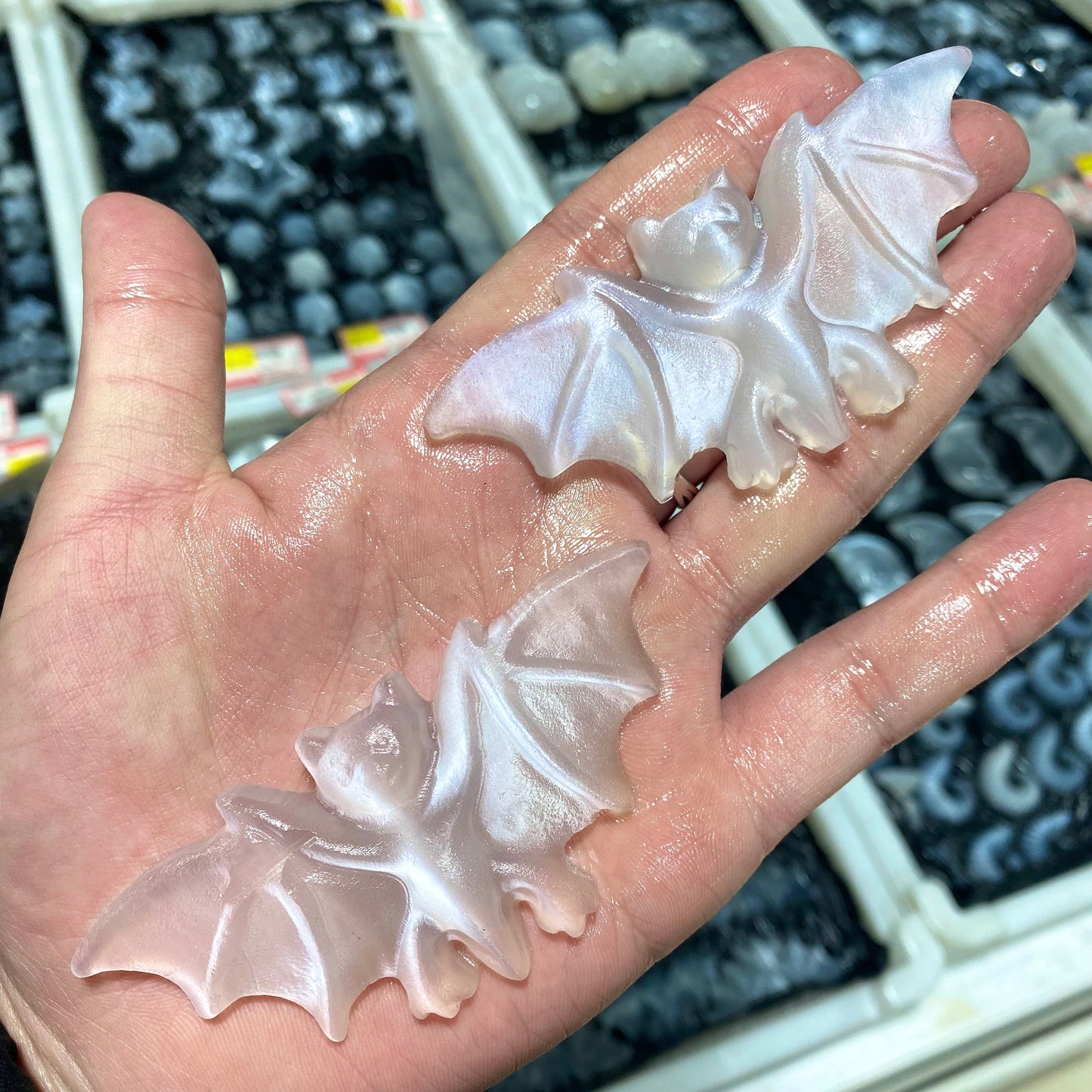 Selenite Bat Carving