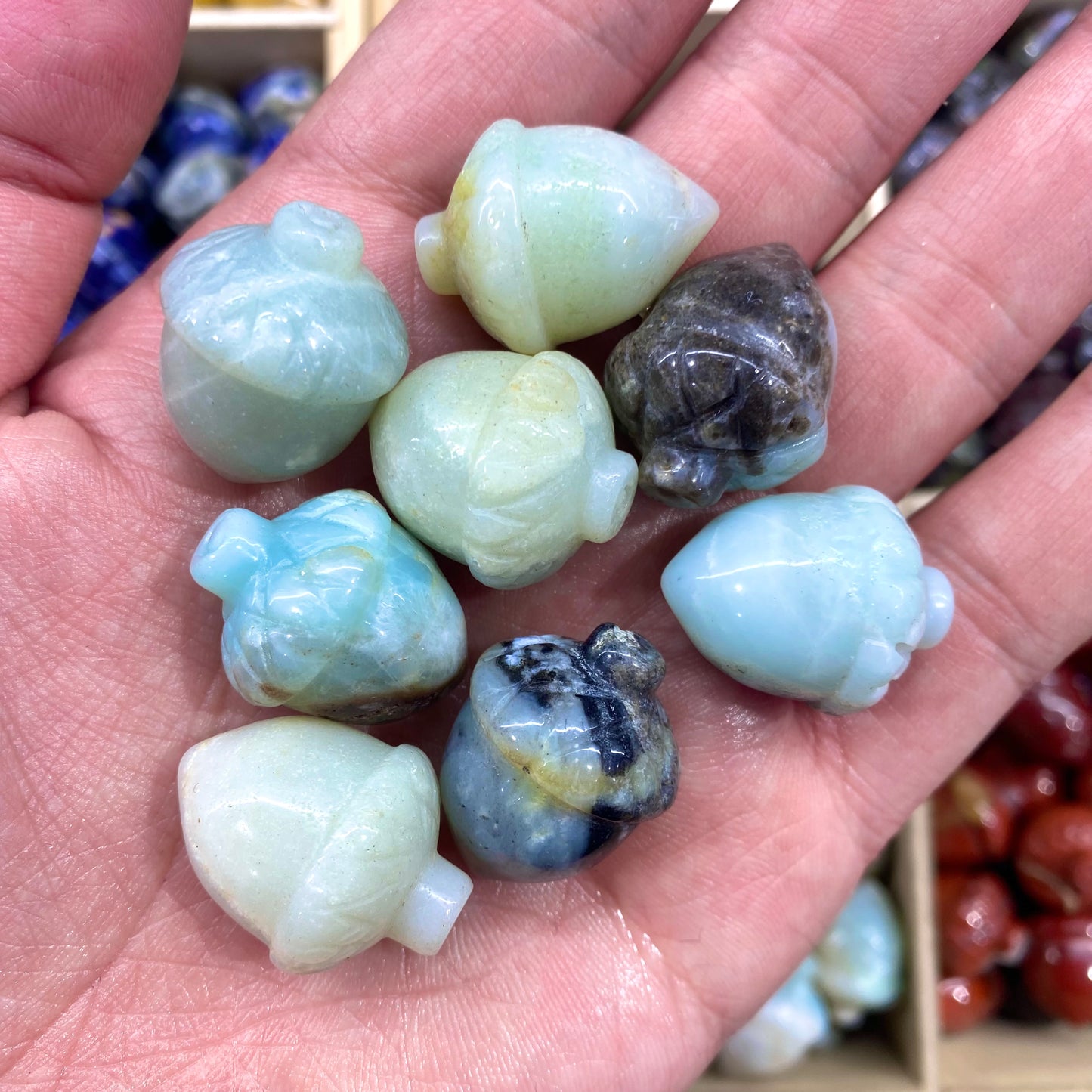 Sky Blue Crystal Pine Cone Carving