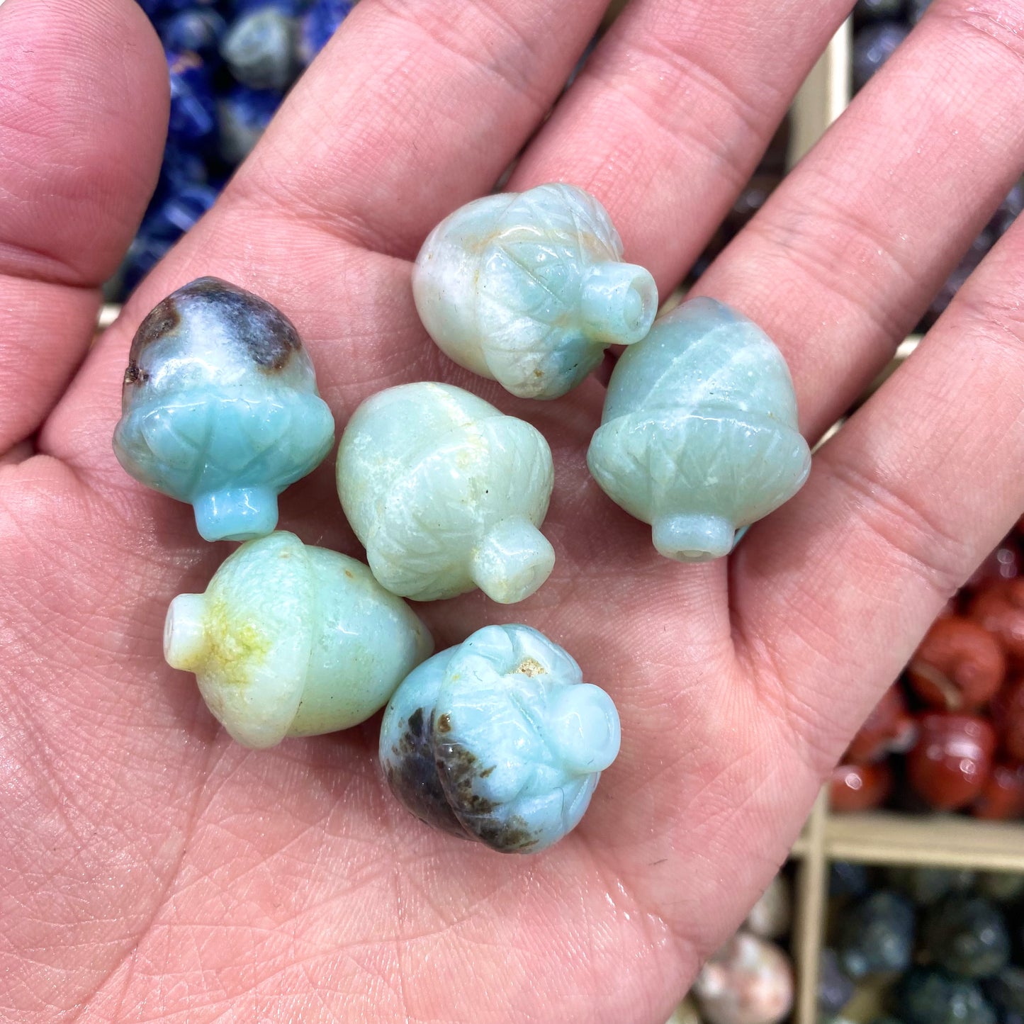 Sky Blue Crystal Pine Cone Carving