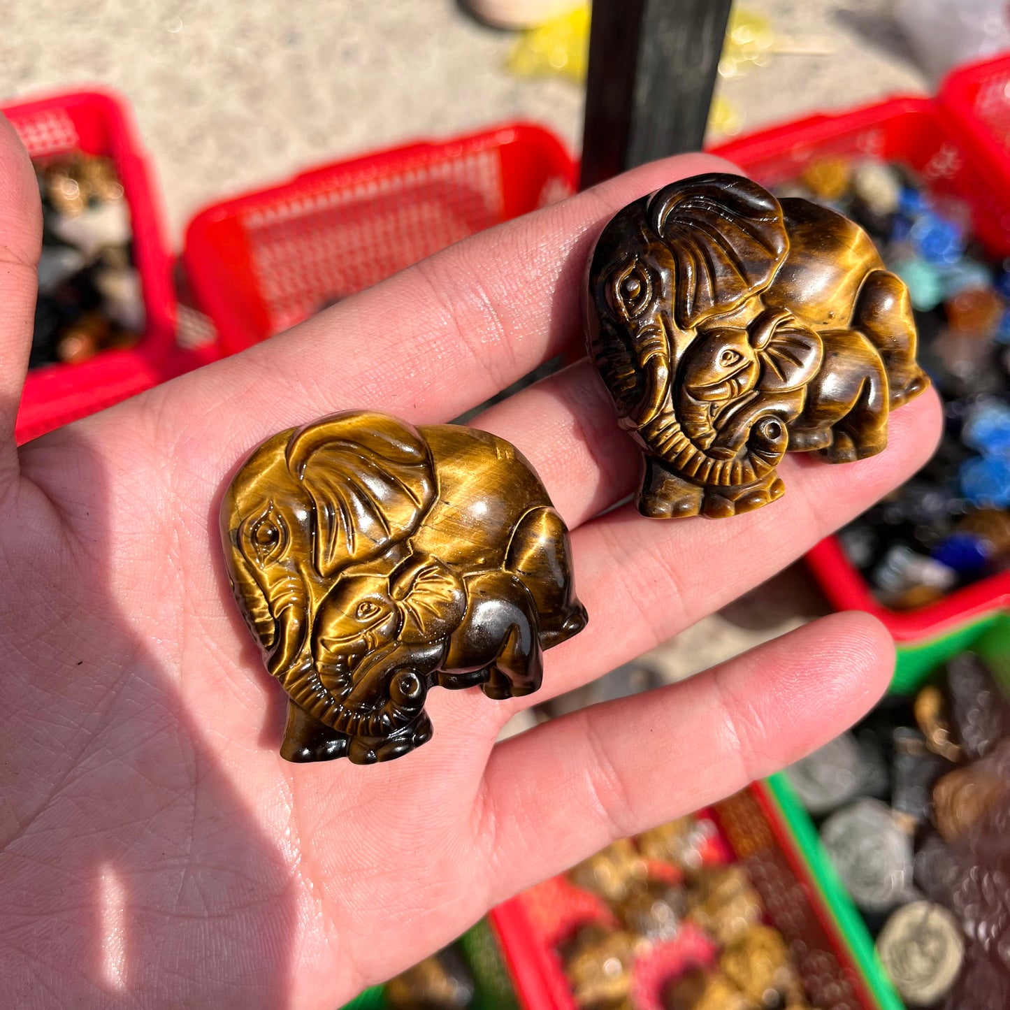 Tiger Eye Elephant Carving