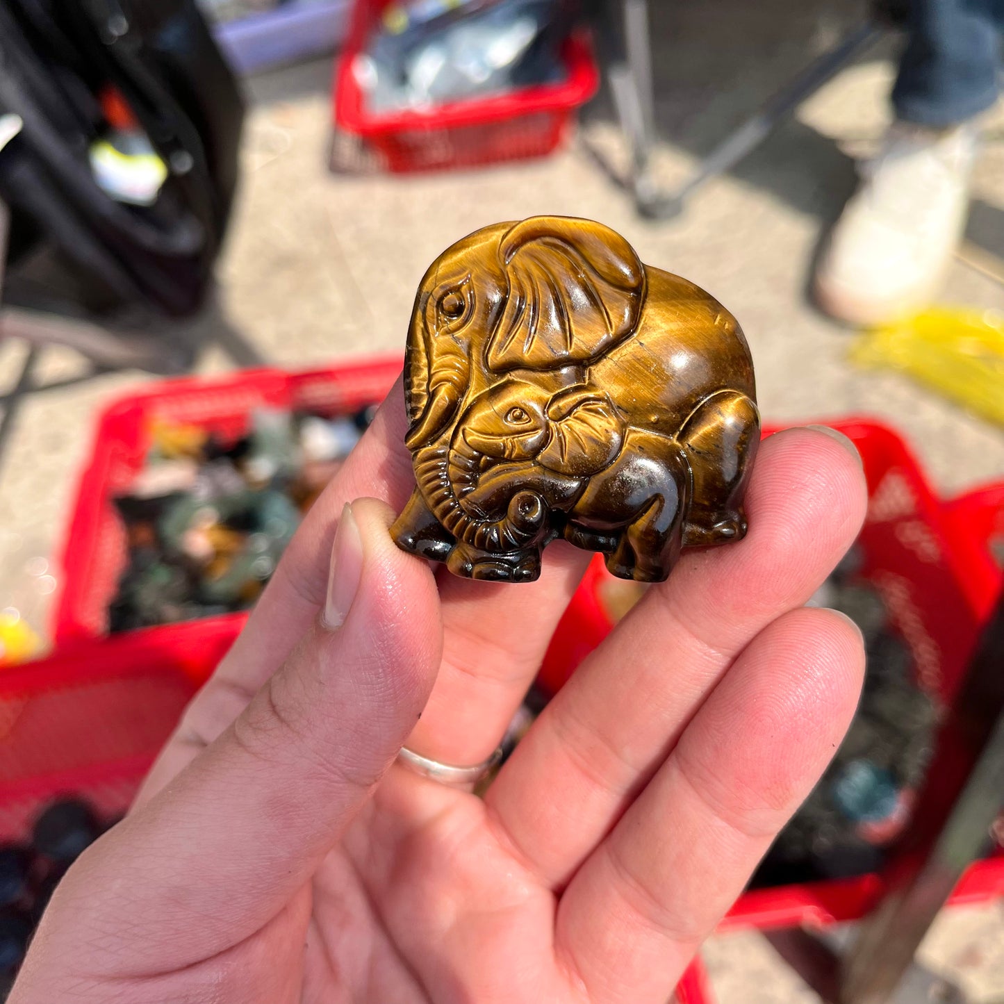 Tiger Eye Elephant Carving