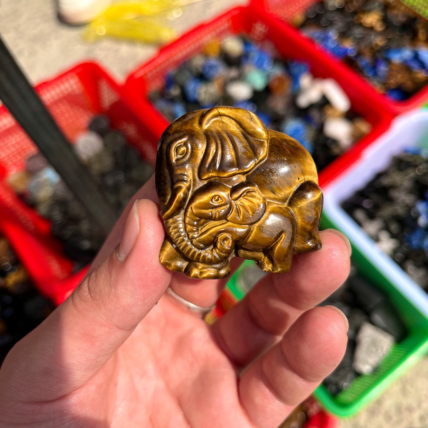 Tiger Eye Elephant Carving