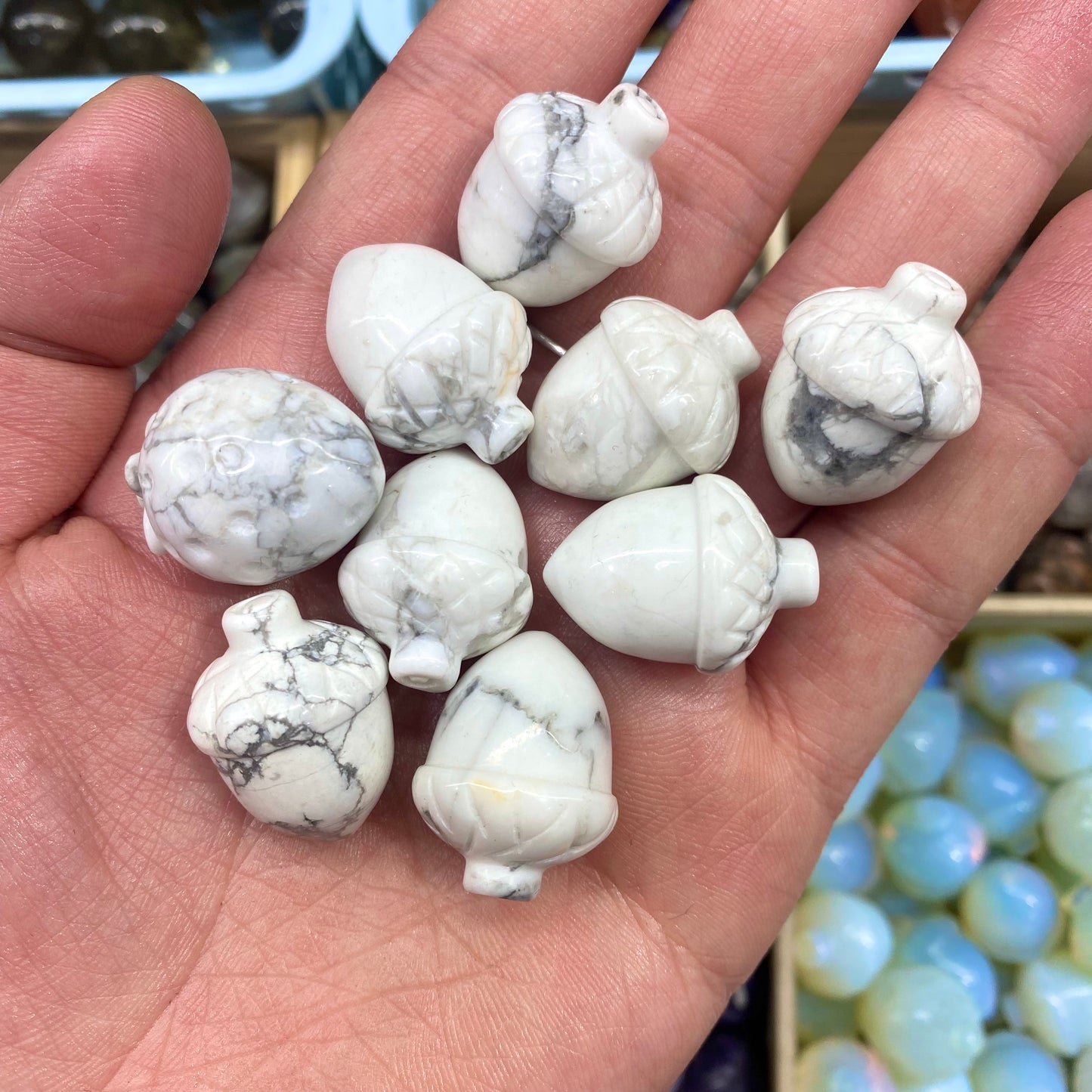 Howlite Pine Cone Carving