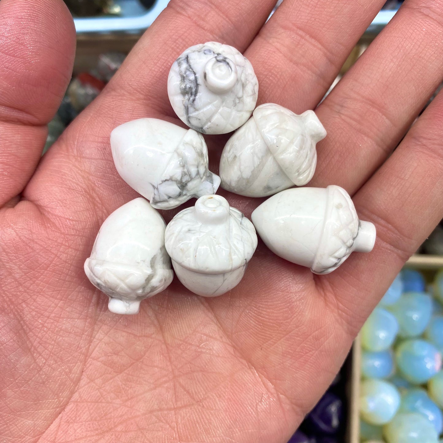 Howlite Pine Cone Carving