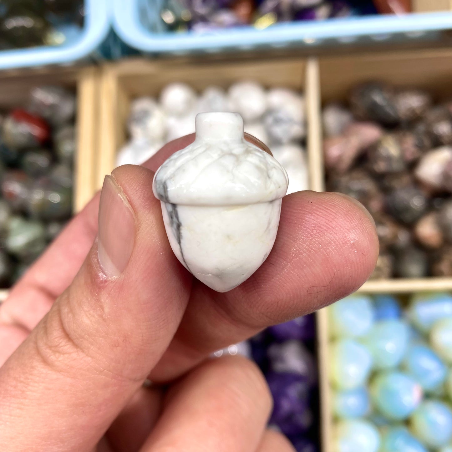 Howlite Pine Cone Carving