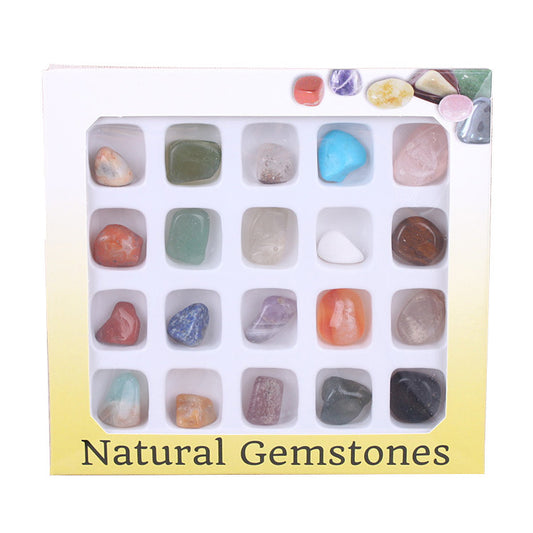 20 types of natural crystal mineral specimens mixed with gemstones