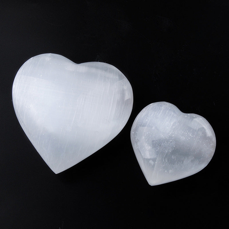 Natural Selenite Heart-Shaped Crystal Ornament