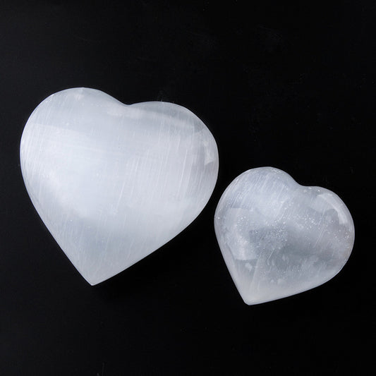 Natural Selenite Heart-Shaped Crystal Ornament