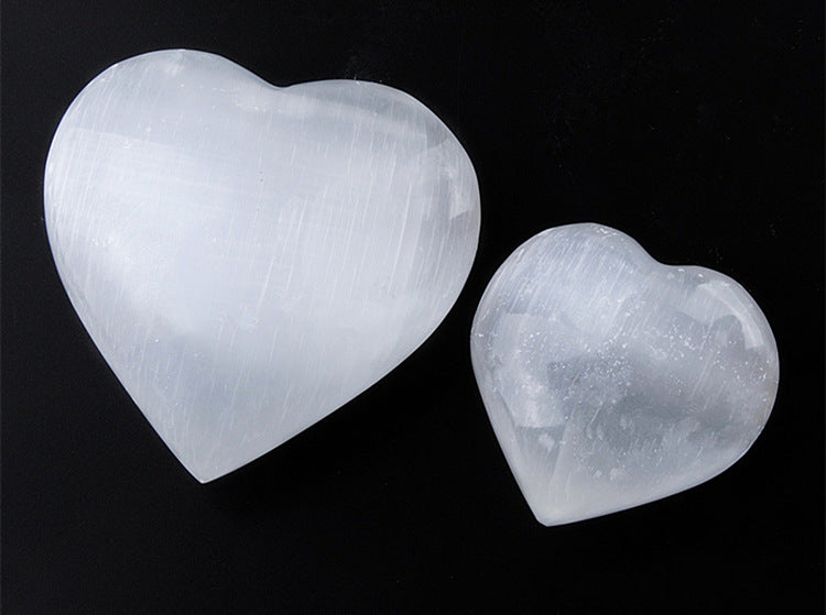 Natural Selenite Heart-Shaped Crystal Ornament