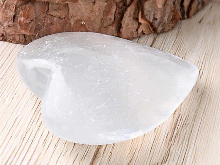 Natural Selenite Heart-Shaped Crystal Ornament