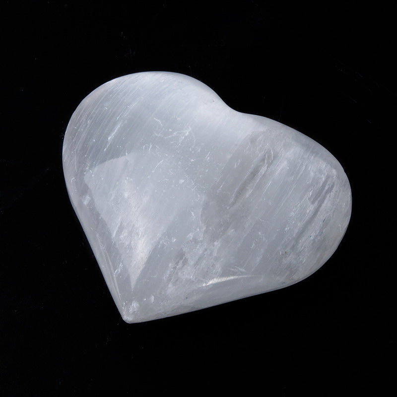 Natural Selenite Heart-Shaped Crystal Ornament