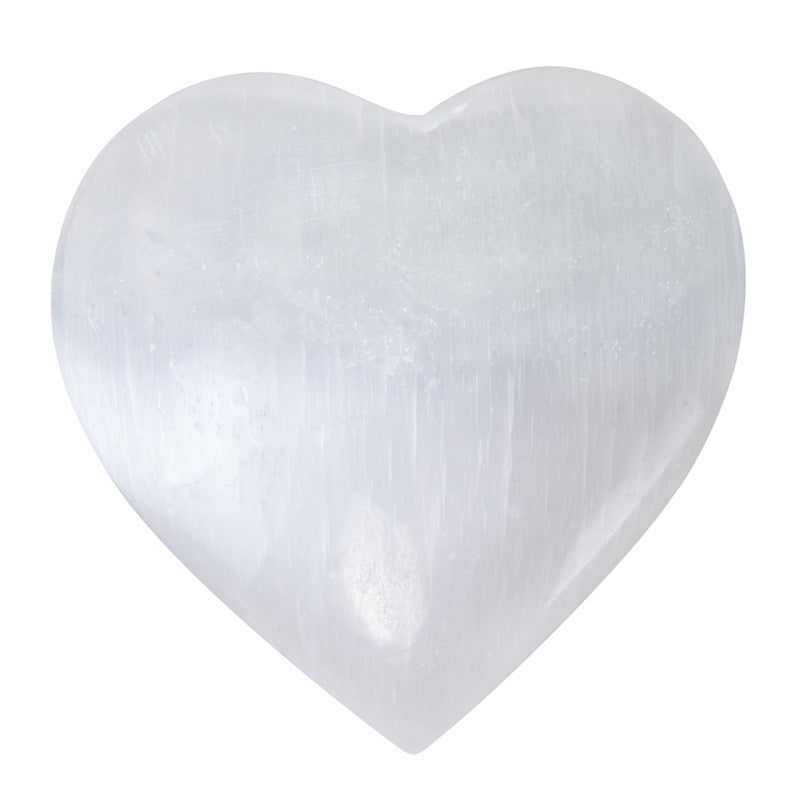 Natural Selenite Heart-Shaped Crystal Ornament