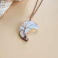 Antique Red Copper Moon Natural Stone Wrapped Tree of Life Pendant
