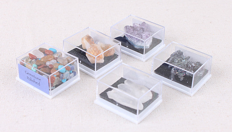 Mixed mineral natural crystal rough stone acrylic small box specimen