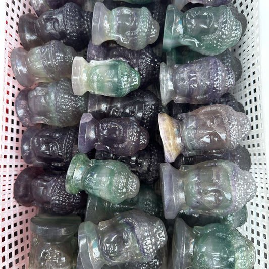 Fluorite Buddha Head Carving