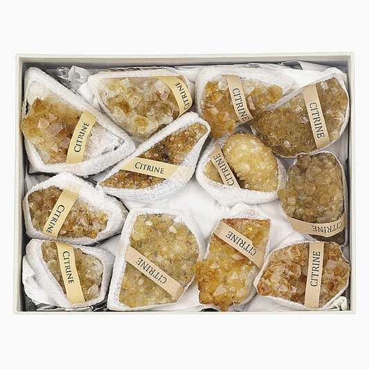 Natural Yellow Quartz Cluster Rough Stone Box Set