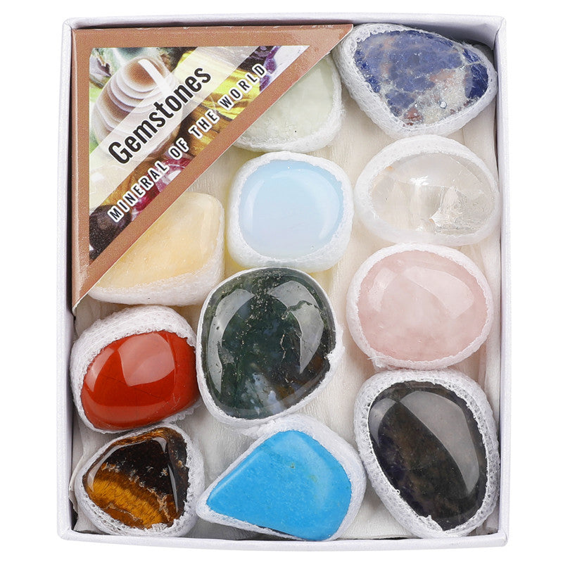 Natural tumbled Stone Crystal Mixed Color Small Gift Box Set