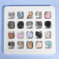 Boxed set of 20 mineral fossil specimens mixed with raw ore