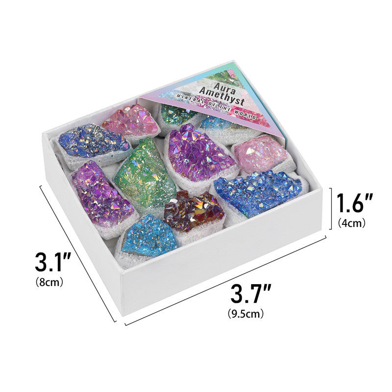 Spray-colored electroplated colored bare stone amethyst block box set