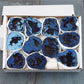 Natural crystal cave agate treasure pot raw stone electroplated blue boxed