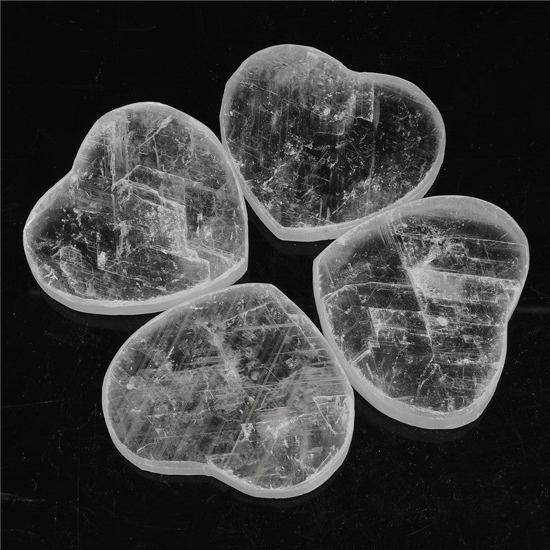 Natural Selenite Heart-Shaped Slice