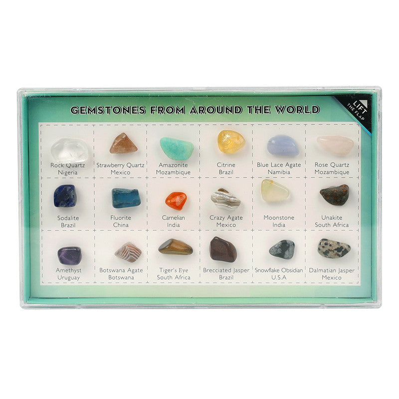 18 types of mineral gemstones, natural crystal mineral specimens, natural geological teaching materials