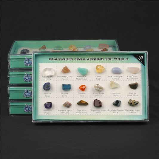 18 types of mineral gemstones, natural crystal mineral specimens, natural geological teaching materials