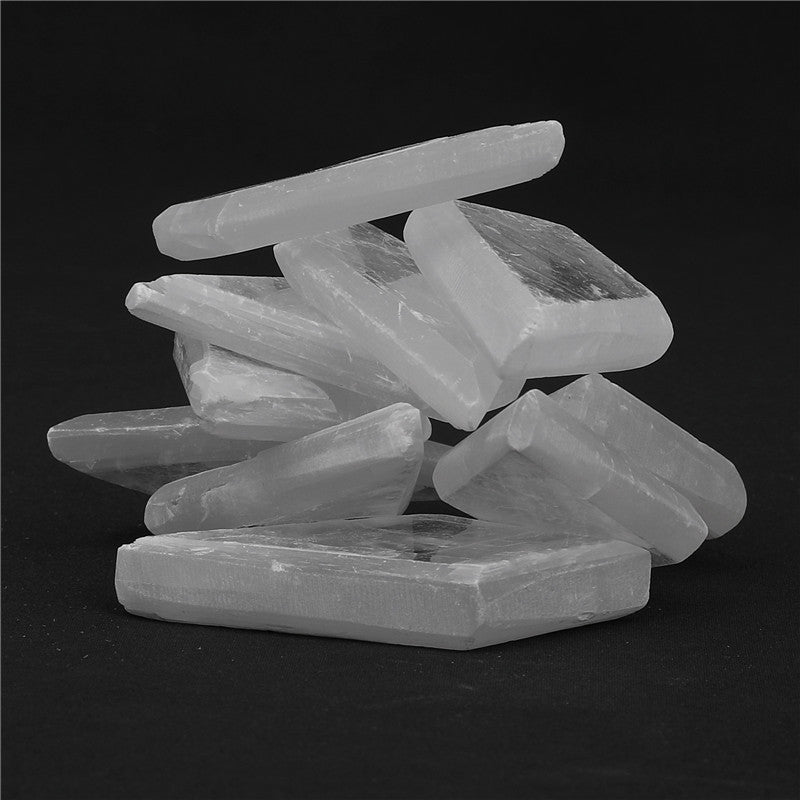Natural Selenite Slabs Rhombic Cut Raw Stone Material