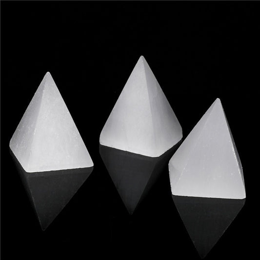 Natural yellow selenite pyramid small ornament