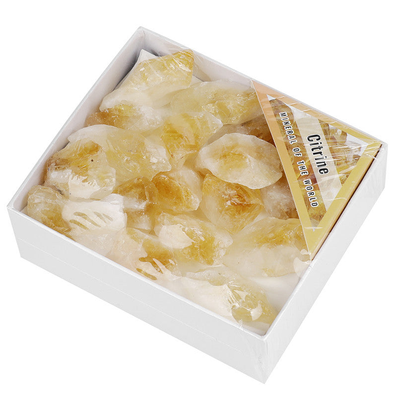 Natural Yellow Quartz Rough Stone Box Set
